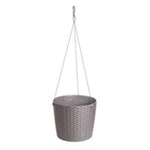 Hectarul - Ghiveci suspendat rotund imitatie ratan Rato 26 cm, mocca
